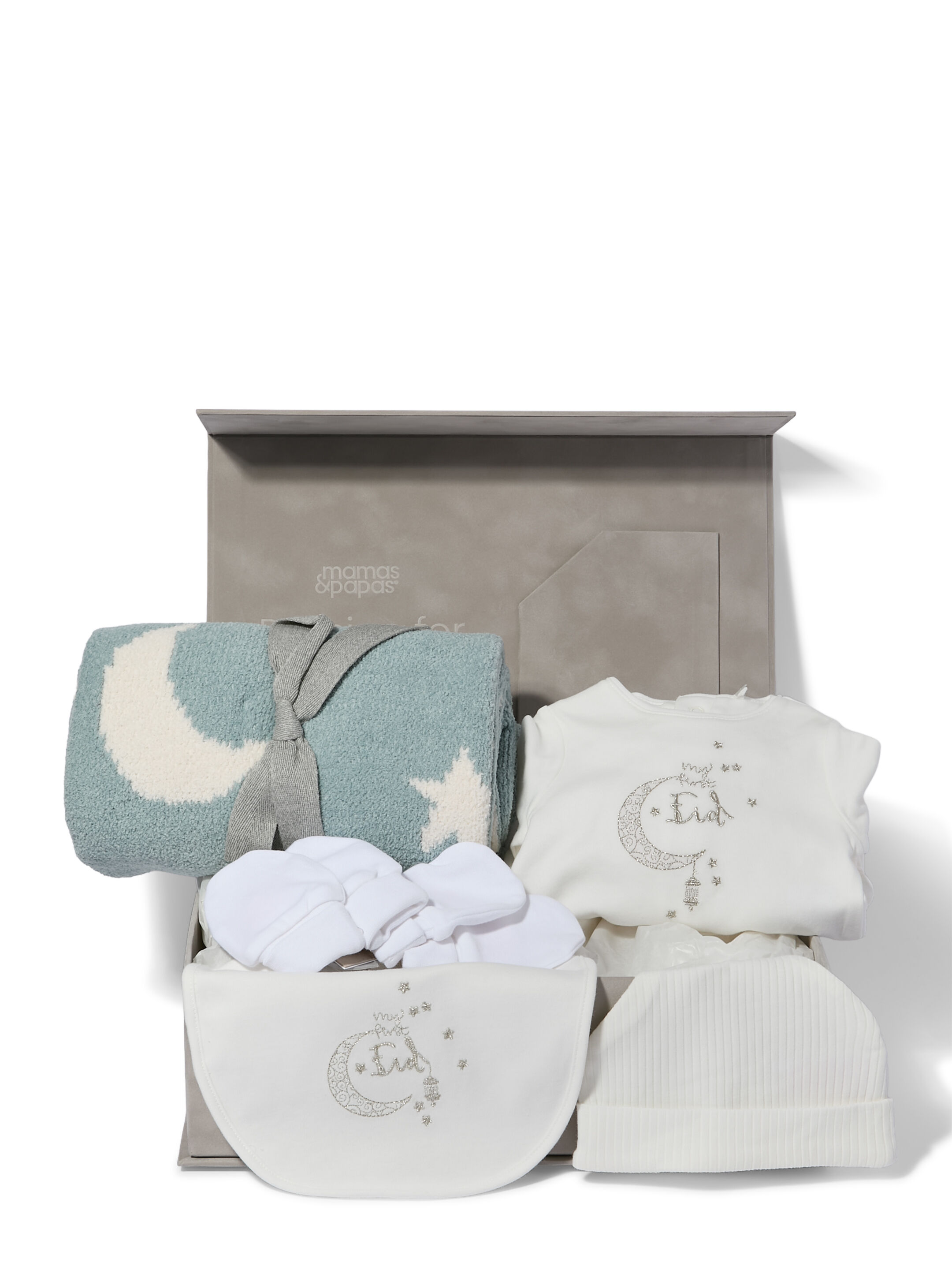 My First Eid Box - 6 Piece Gift Set with Chenille Blanket Blue Moon/Star image number 1